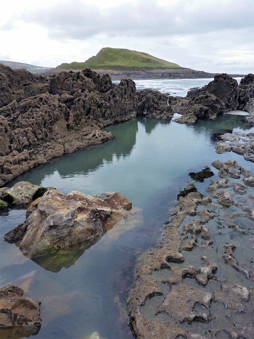 Rocks around a pool