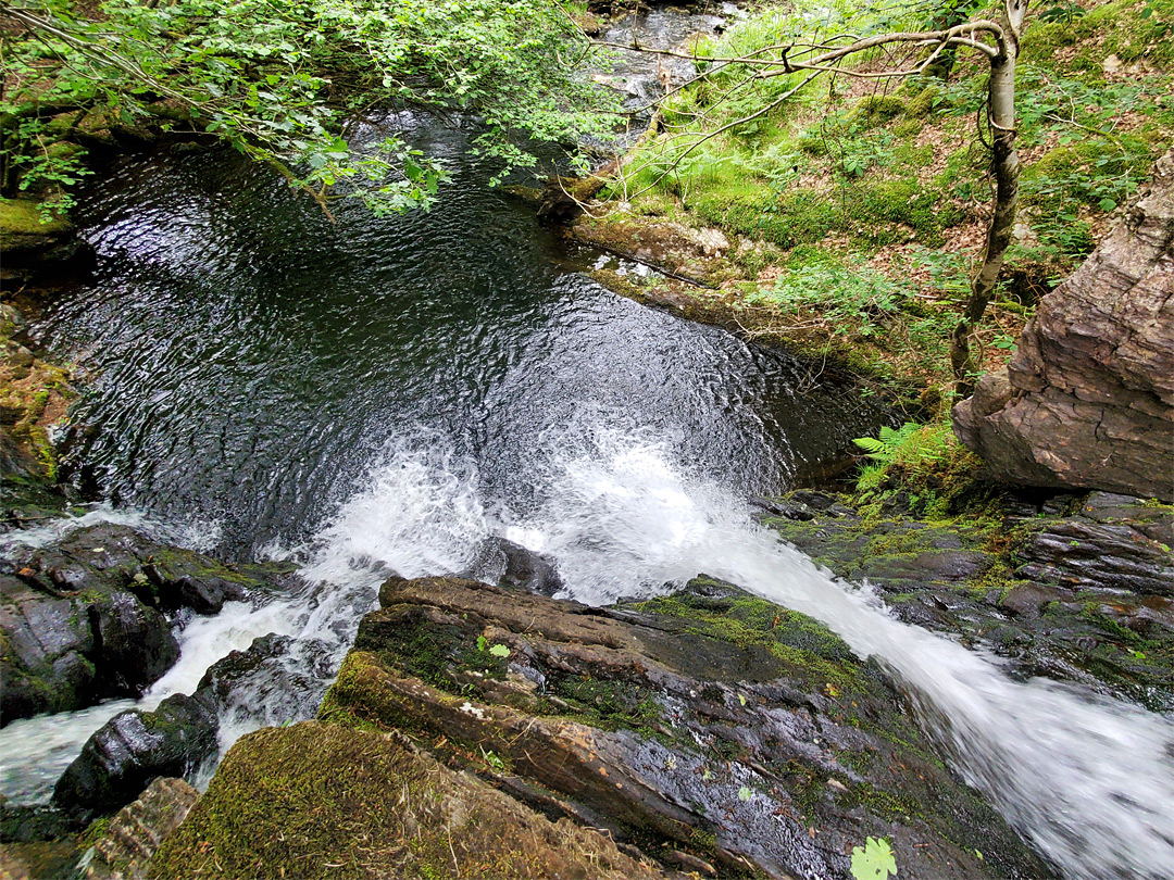 Above a waterfall